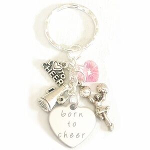 *NEW* Born to Cheer Silver Charm Keychain
